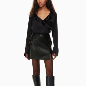 Aritzia Black Leather Mini Skirt size 2
